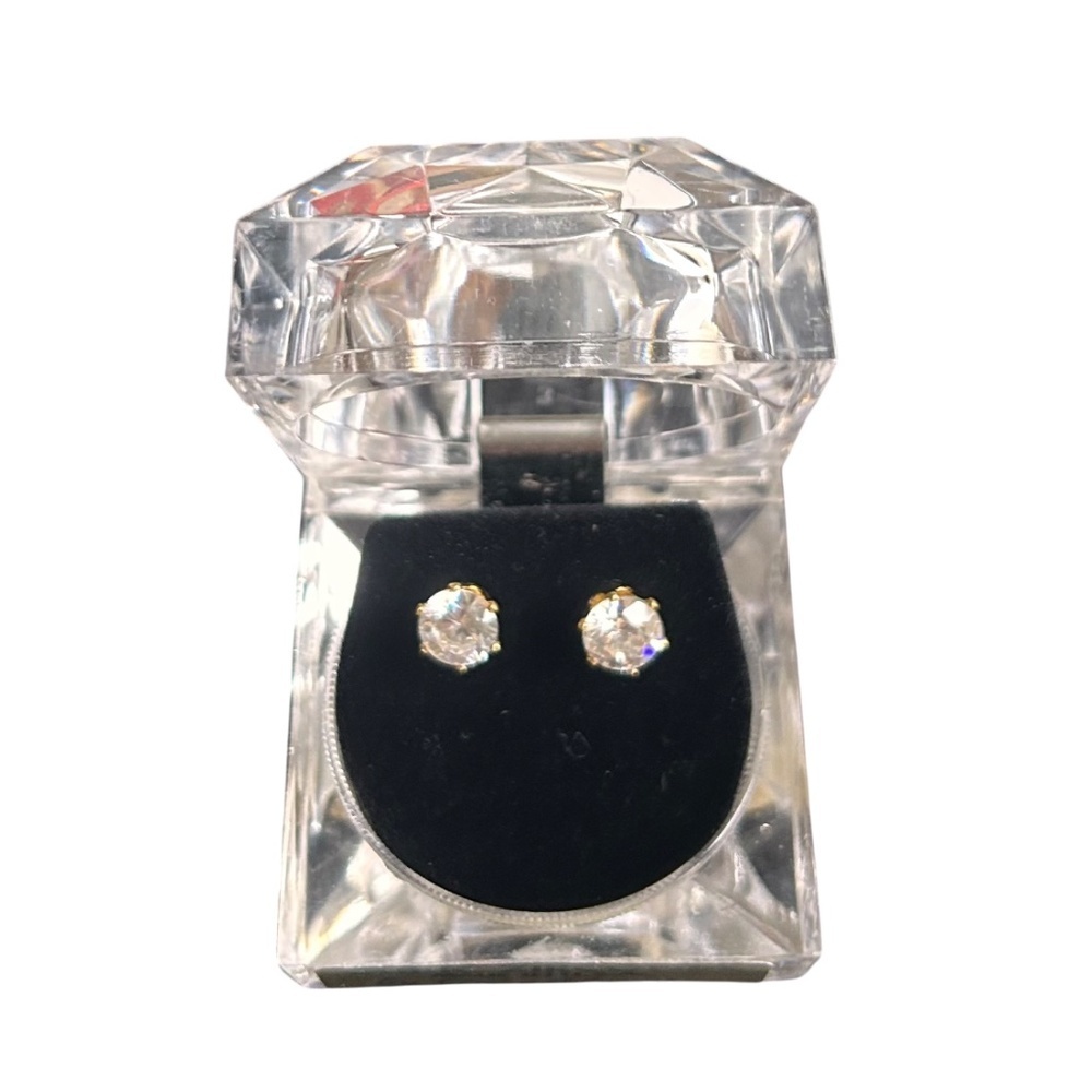NIB D'Alessio CZ Cubic Zirconia Gold-tone Pierced Earrings